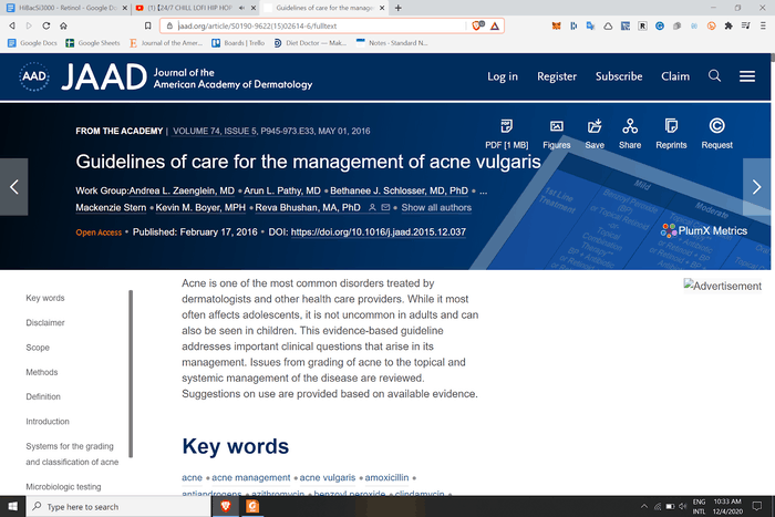 Guidelines trị mụn của Hiệp hội da liễu Hoa Kỳ (American Academy of Dermatology)